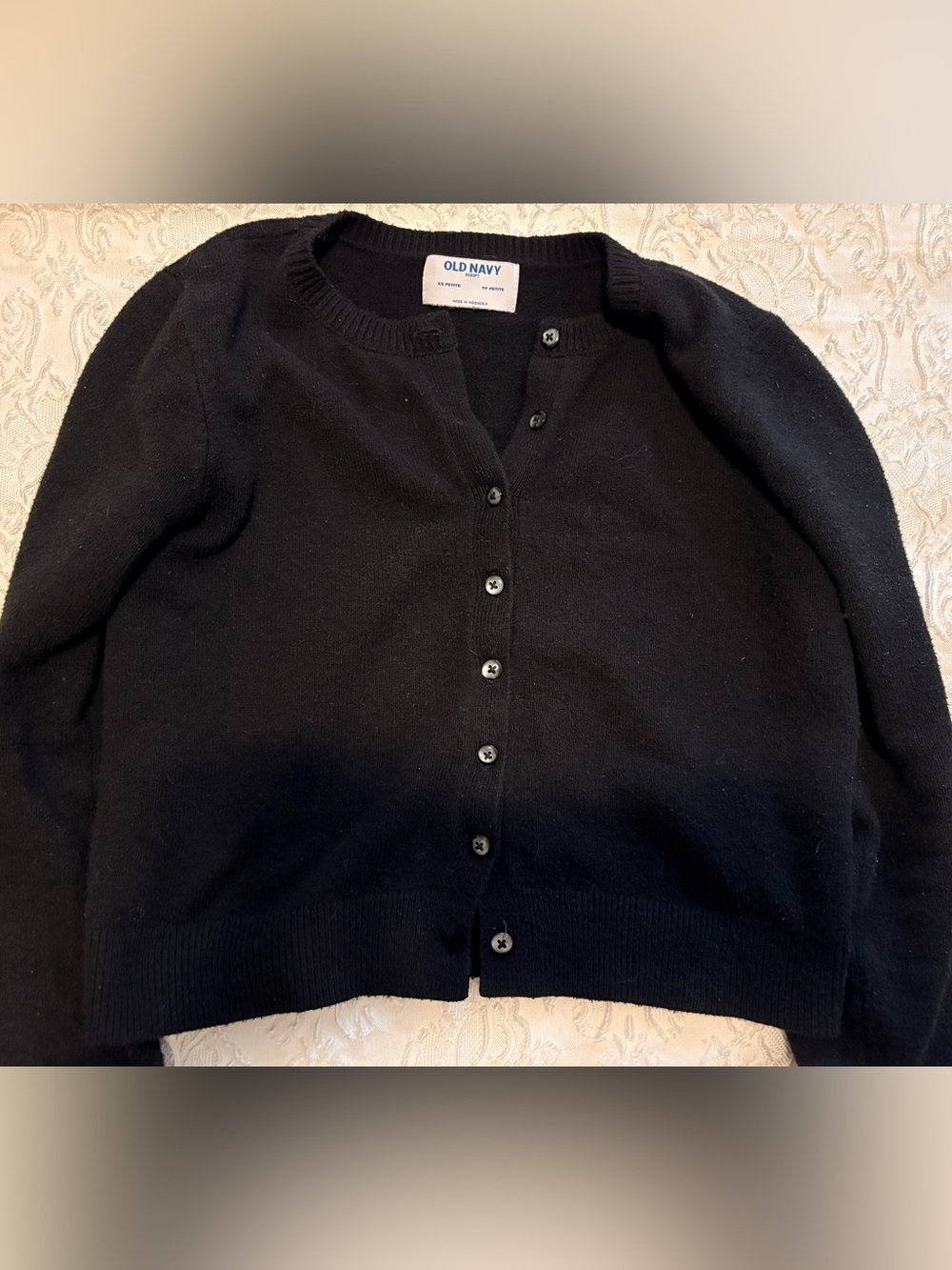 Old Navy Black Button-Up Crewneck Sweater, Size XS